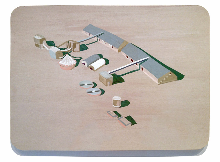 outpost, 2013, gouache on Arches paper