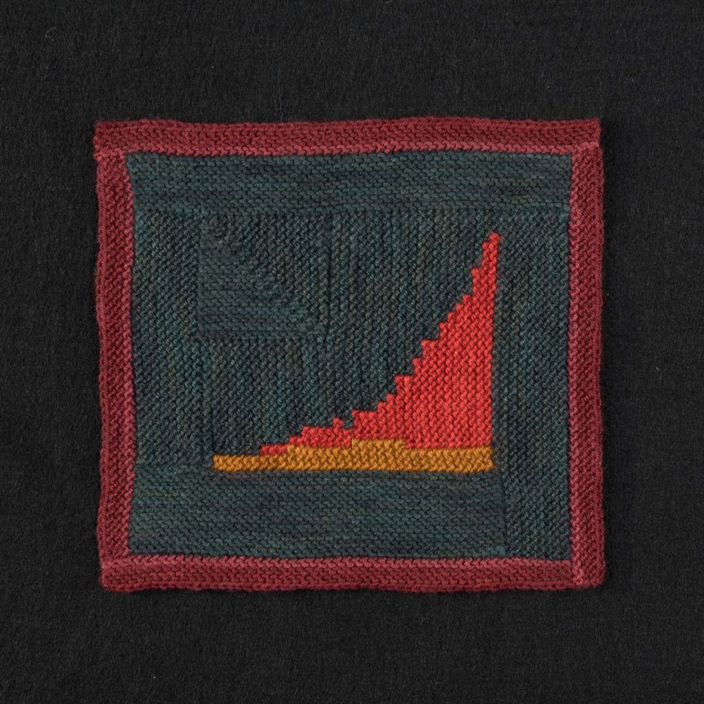 knitted bar chart showing the rise of CO2 levels