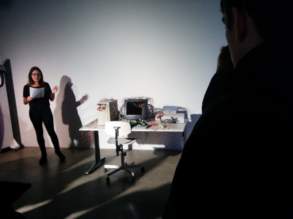 Char Hoyt offering a curatorial tour at Collisions Festival 