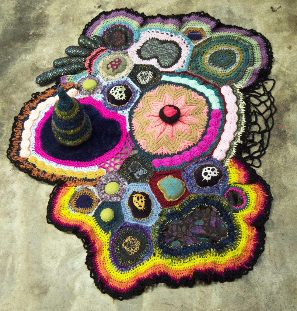 Crocheted artwork of lifeblood