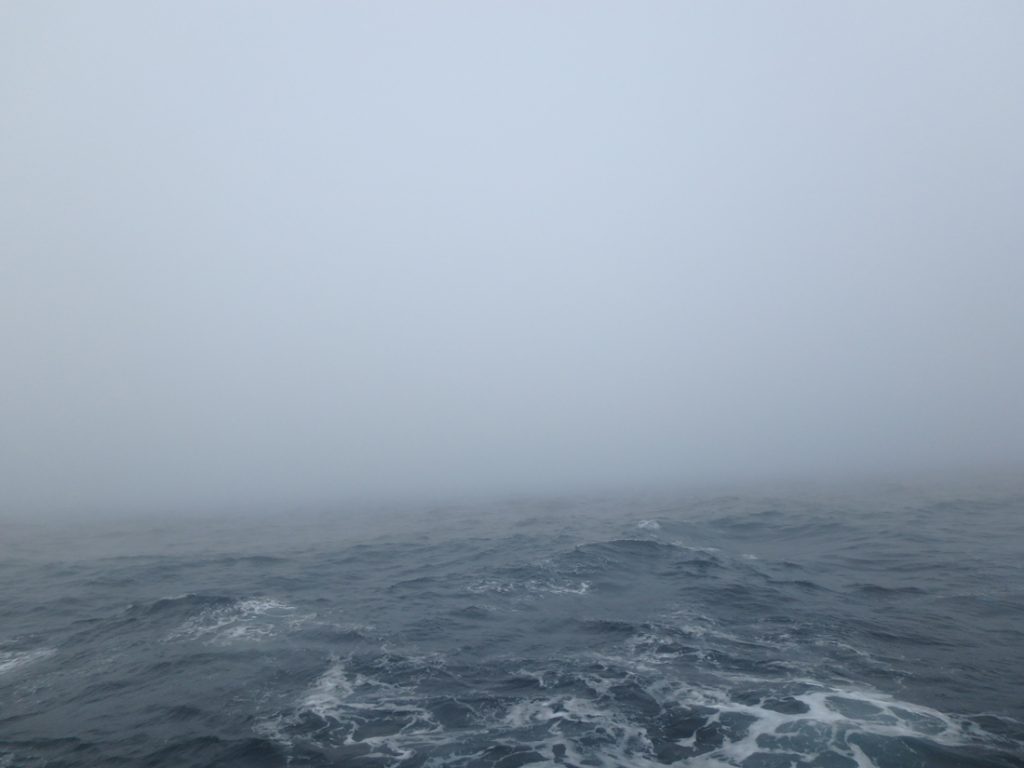 the ocean on a foggy day