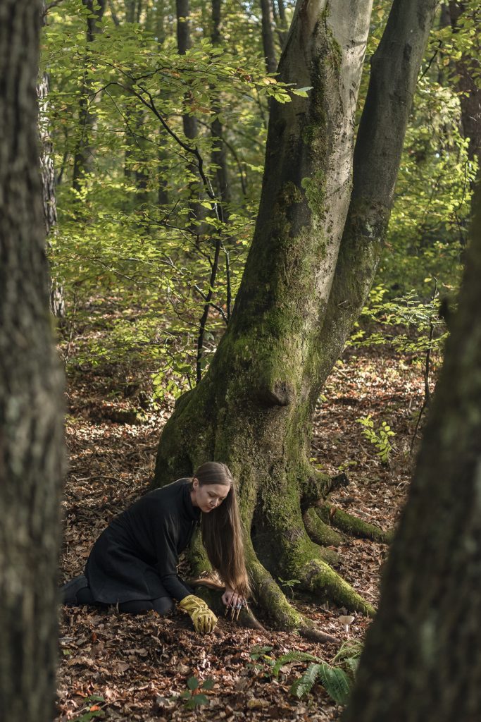 Spela Petric at work on the forest floor 