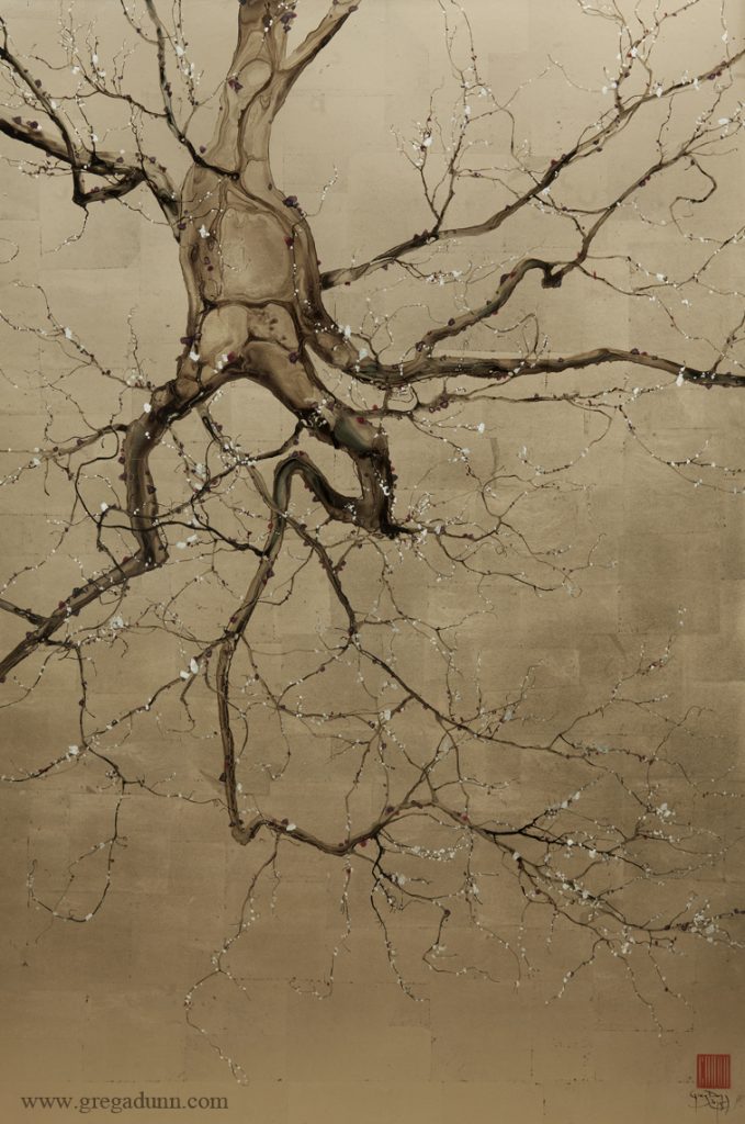 Neuron that looks like a gnarled, floating tree trunk and branches. 