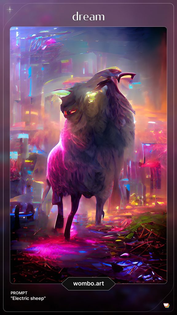 An AI interpretation of an electric sheep.